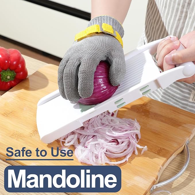 Dowellife ANSI A9 Cut Resistant Glove Food Grade, Stainless Steel Mesh Metal Knife Cutting Glove for Butcher Oyster Shucking Kitchen Mandoline Chef Slicing Fish Fillet (Large)