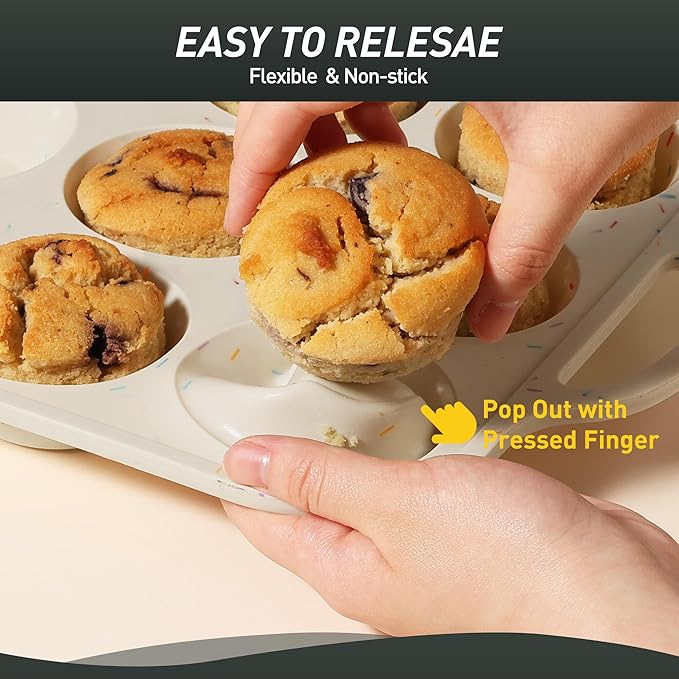 24 Cups Silicone Muffin Pan with Metal Reinforced Frame Mini Size Cupcake Pan Tray Egg Bites Silicone Circle Cookie Molds Muffin Tin Tart Pans Non Stick Toxic Oven Safe Baking Sheet Set