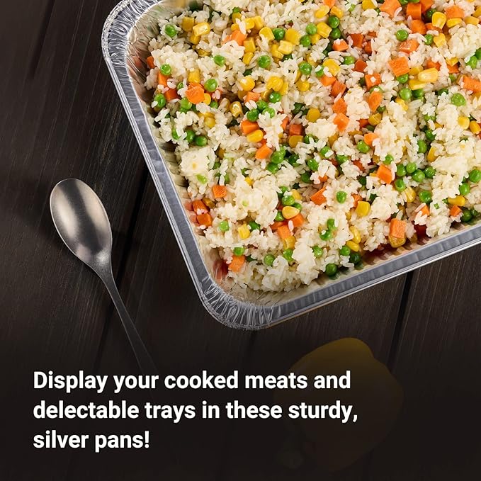 Aluminum Pans Half Size, 9X13, Extra Heavy Duty Disposable Foil Pans For Baking (20 Pack) Roasting & Chafing, Deep Tin Foil Bakeware, Steam Table Tray, Cookware, Food Prepping, Cake & Oven Pan