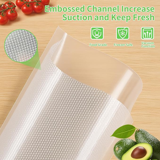 MakMeFre 300 Quart Size 8" x 12" Vacuum Sealer Bags with BPA Free and Heavy Duty,Great for Food Storage Vaccume Sealer PreCut Bag