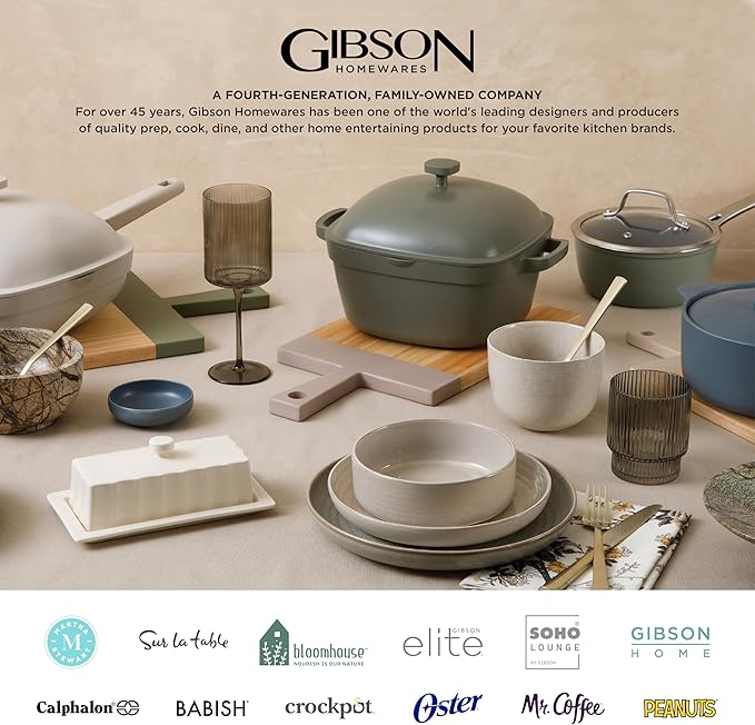Gibson Elite Soho Lounge Square Reactive Glaze Stoneware Dinnerware Set, Service for 4 (16pc), Sapphire