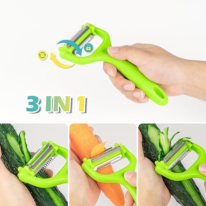 VlBlRlIT2025 Upgraded Herb Scissor,Leaf Stripper,Stainless Steel 5Blade Kitchen Scissors,Peelers for Kitchen,forChopping Chive,Vegetables,Salad,collard Greens,Parsley,Rosemary As Christmas gifts Green