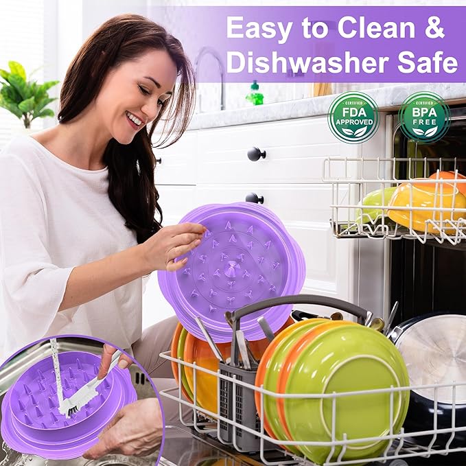 Chicken Shredder Large Chicken Breast Shredder Tool Twist with Brush&Fork, Visible Meat Shredder Machine, Anti-Slip Strip, Ergonomic Handle, BPA Free, Suitable for Pork Beef Chicken(Purple)