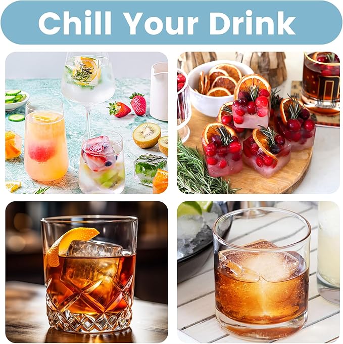 Large Silicone Ice Cube Tray 3Pack, SAWNZC Big Square Ice Cube Molds for Whisky Cocktail, Ice Maker Tray with Lid for Freezer, Easy Release (3, Blue+Green+Purple)