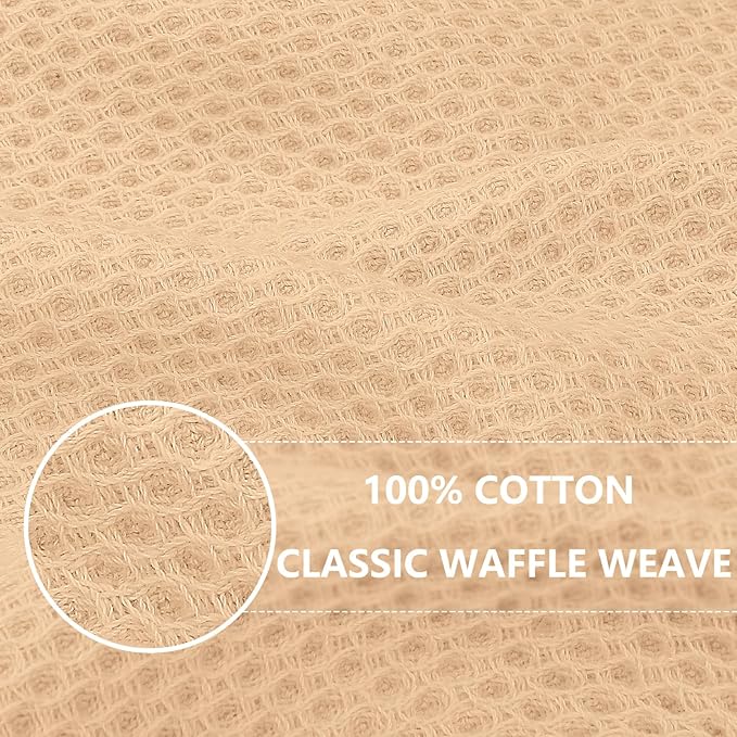 Homaxy 100% Cotton Waffle Weave Kitchen Dish Towels, Ultra Soft Absorbent Quick Drying Cleaning Towel, 13 x 28 Inches, 8-Pack, Apricot