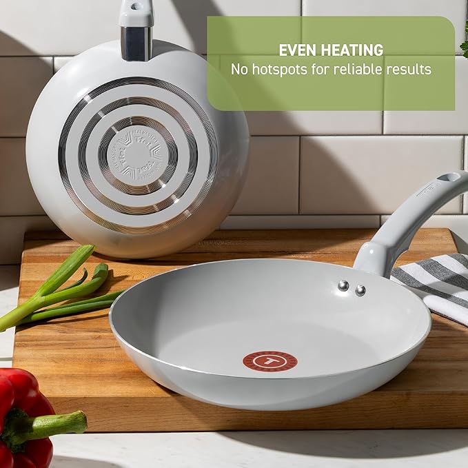 T-fal Refresh Ceramic Nonstick Frying Pan with Lid, 5 Qt, Oven Safe to 350°F Cookware, Skillet Pots and Pans, Mint Green