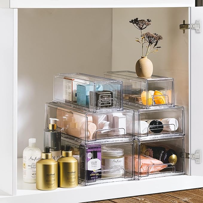Sorbus Medium Clear Storage Drawers (6 Pack)