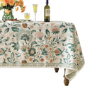 patdrea Designer Green Long Rectangle Table Cloth,Vintage Italian Floral Country Linen Breathable Tablecloth,Decor Cover for Kitchen Dining,Christmas,Tea Party,Thanksgiving,63"x102"-Tree Life