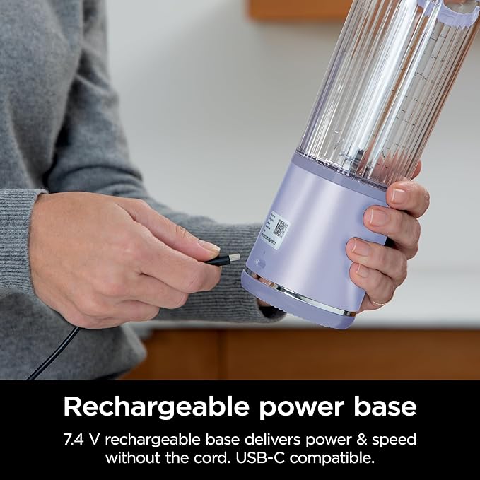Ninja Blast Portable Blender, Cordless, 18oz. Vessel, Personal Blender For-Shakes and Smoothies, BPA Free, Leakproof-Lid and Sip Spout, USB-C Rechargeable, Dishwasher Safe Parts, Lavender, BC151ML