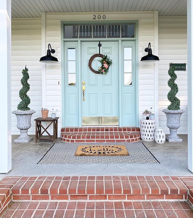 Steel Lighting Co. Gardena Barn Light | Outdoor Wall Mounted | 16" Dome | 16" Gooseneck | Farmhouse Light Made in America | Hunter Green Exterior/Brass Interior