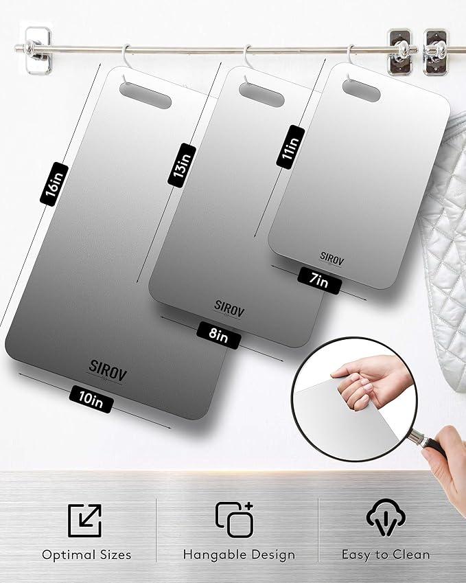 Titanium Cutting Board, 100% Pure Titanium Cutting Boards For Kitchen, Best Non Toxic titanium chopping board, Dishwasher safe, Hygiene and Durability for Meat, Fruit, and Vegetables (12.7L*8W)