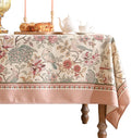 patdrea Designer Pink Linen Table Cloth for Sqaure Table,French Tablecloth with Birds Pattern,Small Colorful Decoration Cover for Kitchen Dining,Christmas,Party,Thanksgiving,55"x55"-Kulom a