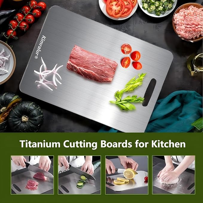 Titanium Cutting Board, Double Sided 2025 New Titanium Cutting Boards for Kitchen, Non Toxic Non Slip, Chopping Board, Dishwasher Safe, Easy to Clean (14"L x 10"W)