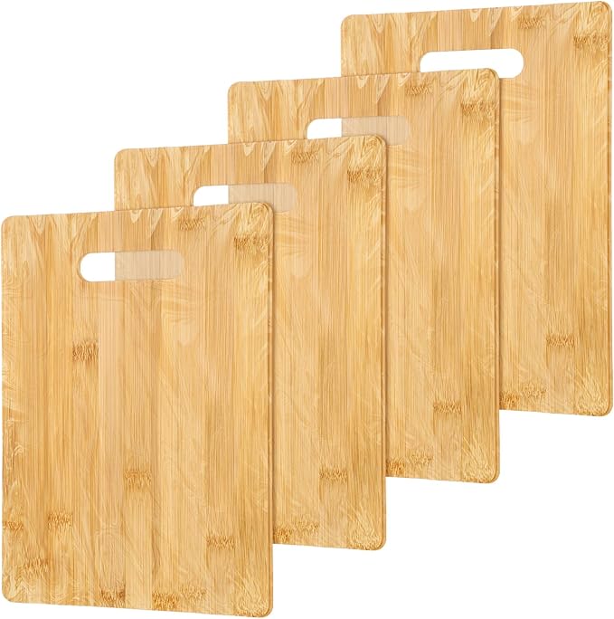 Vesici 18 Pack Bamboo/Wood Cutting Board with Handles Bulk Plain Blanks Laser Engraving Chopping Board for Customized Engraving Gifts Crafts Christmas Keepsakes(Bamboo,14''x11'')