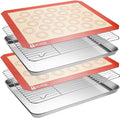 MCIRCO 6 Piece Stainless Steel Baking Sheet with Rack with Silicone Baking Mat Set (2 Pans + 2 Racks + 2 Mats), 17.3 x 13 x 1 Inch Cookie Sheet with Cooling Rack, Easy Clean