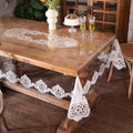 Clear Table Cover Protector Vinyl Table Cloth Rectangle Oil Spill Proof Vintage Rustic Plastic Table Covers for Dining Tables (White Lace, 60 x 104 Inches)