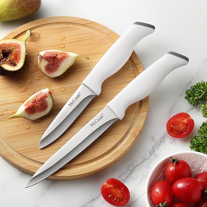 McCook® Knife Sets, German Stainless Steel Kitchen Knife Block Sets with Built-in Sharpener