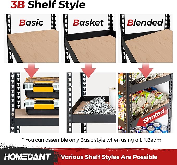 HOMEDANT 5 Tier Laminated Boltless Heavy Duty Garage Storage Adjustable Wide Size Metal Shelving Unit Utility Rack Shelves Organization Multipurpose Shelf Shed Warehouse 47.7"W x 24.1"D x 71.3"H 1Pack