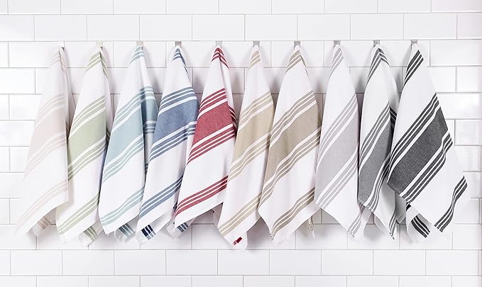 All-Clad Dual-Purpose Kitchen Towels: Highly Absorbent - 100% Cotton, 17"x30" Dish Towels for Cleaning & Drying Dishes & Glassware, 3-Pack, Chili