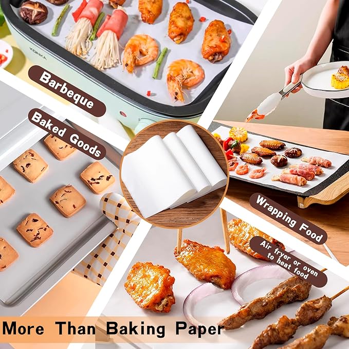Parchment Sheet 300Pcs,Parchment Paper Sheets 12 x 16 in Non-Stick Baking Paper,Precut Parchment Paper for Baking, Cooking, Grilling, Frying and Steaming, Fit for Quarter Sheet Pans