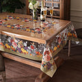 Clear Table Cover Protector Vinyl PVC Rectangle Table Cloth with Floral Fruit Pattern Oil Spill Proof Plastic Tablecloths for Dining Tables Parties Holidays (Floral Fruit, 55 x 84 Inches)