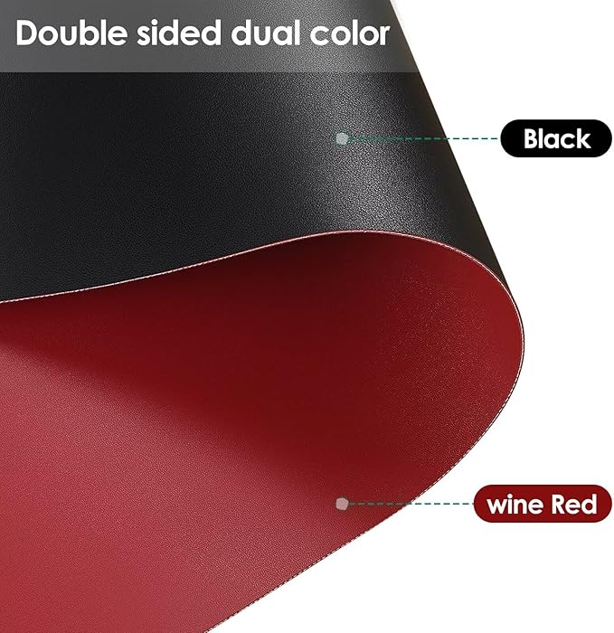 Table Pads for Dining Room Table for Dining Room Table - Can Be Used On Both Sides Waterproof and Easy to Clean Good Flatness Used for Dining Table(Black+Wine Red 46x72)