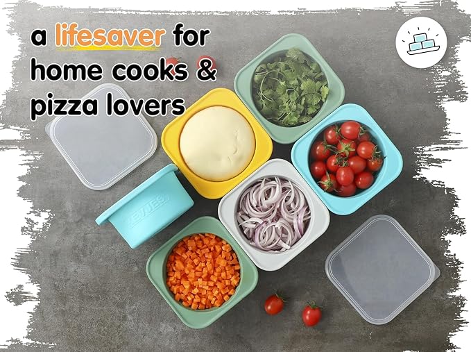 Stackable Silicone Artisan Pizza Dough Proofing Containers with Lids (3 Red)