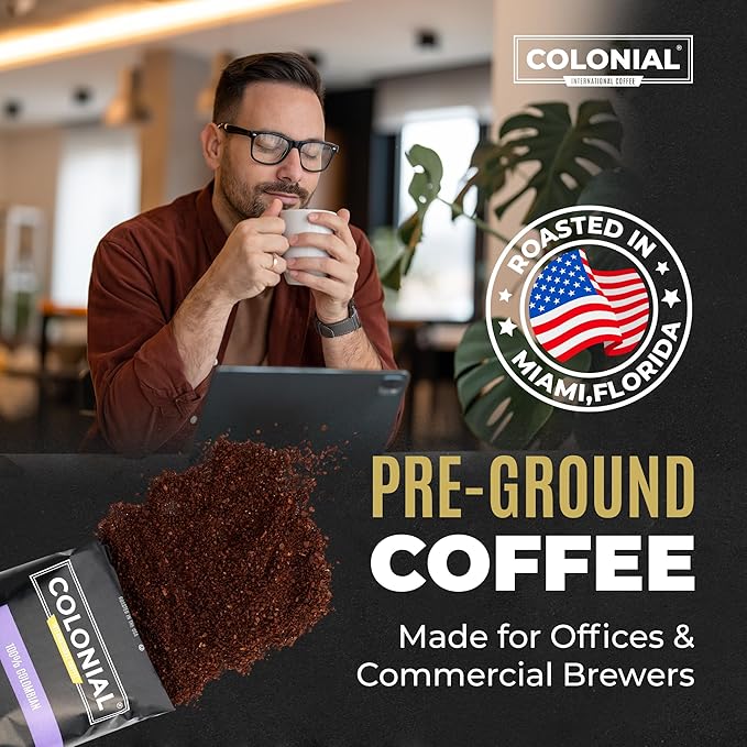 Colonial Coffee 100 Count Single Pot Coffee Packets – 100% Arabica Colombian Medium Roast | Pre-Measured Frac Packs for 12 Cup Maker | Bulk Ground Gourmet Coffee for Home & Office