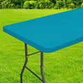 homing Rectangle Table Cloth Cover, Waterproof Polyester Elastic Fitted Tablecloth, Fits for 8 Foot Folding Tables, Washable Table Protector for Picnic, Camping, Outdoor (Teal, 30" x 96")