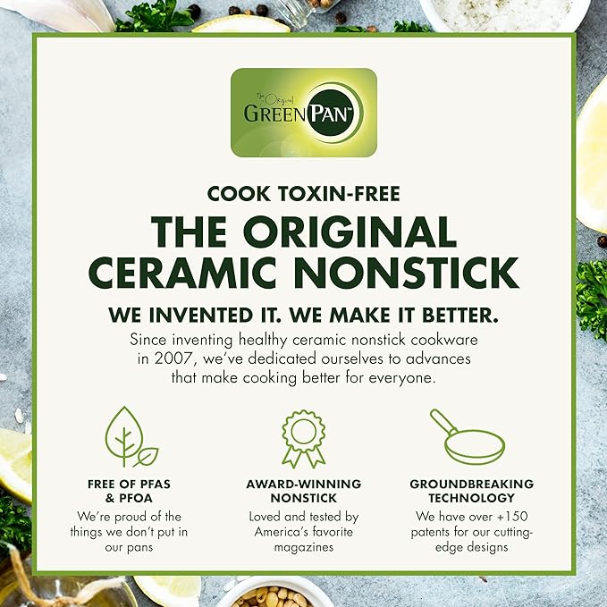 GreenPan Treviso 9.5” and 11” Frying Pan skillet Set, Non-Toxic PFAS-Free Stainless Steel Ceramic Nonstick Coating, Induction Suitable, Multi Clad, Pouring Rims, Dishwasher & Oven Safe to 600°