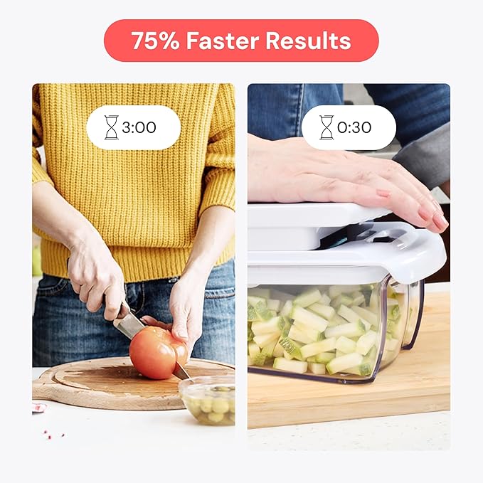 Fullstar The Original Pro Chopper - Vegetable Chopper and Spiralizer, Food Chopper with Container, Fruit Slicer, Kitchen Gadgets & Accessories, Home Essentials (8 in 1, Black)