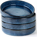 famiware Star 8.25" Pasta Bowls, Large Dinner Bowls Set of 4, Salad Bowl Plates, Shallow Bowls for Eating, Nebulas Blue
