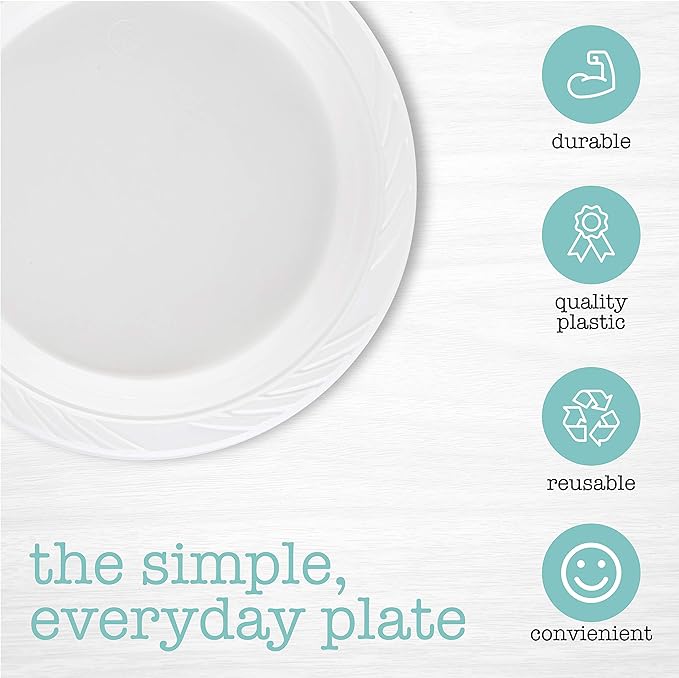 PLASTICPRO 100 Count Disposable 7 Inch White Plastic Plates