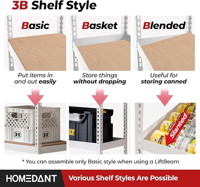 HOMEDANT White 5 Tier Laminated Boltless Heavy Duty Garage Storage Adjustable Wide Size Metal Shelving Unit Utility Rack Shelves Organization Shelf Shed Warehouse 47.7" W x 24.1" D x 71.3" H 3Pack