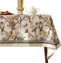 ISAENNE Designer Vintage Linen Extra Long Tablecloth Rectangle,Floral and Bird Pattern Elegant Table Cloth,Fall Wrinkle Resistant Decor Tablecloths for Dining Kitchen Christmas,67"*118"-Murad A