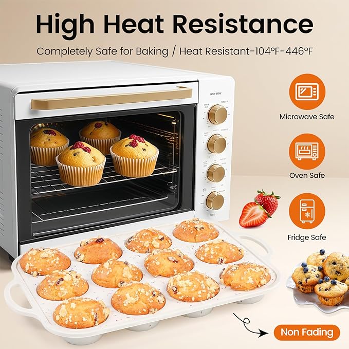 Silicone Muffin Pans for Baking with Metal Reinforced Frame 2 Pack with 24 Pack Individual Cupcake Containers, Nonstick Silicone Cupcake Pan for Baking Homemade Muffins, Dishwasher Safe BPA Free