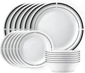 Corelle 18-Piece Round Dinnerware Set Service for 6, Lightweight Round Plates and Bowls Set, Vitrelle Triple Layer Glass, Chip and Scratch Resistant, Microwave and Dishwasher Safe, Brasserie