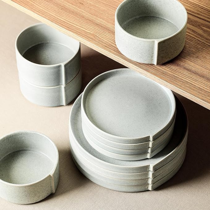 Stone Lain Bao 24-Piece Dinnerware Set Stoneware, Blue-Grey