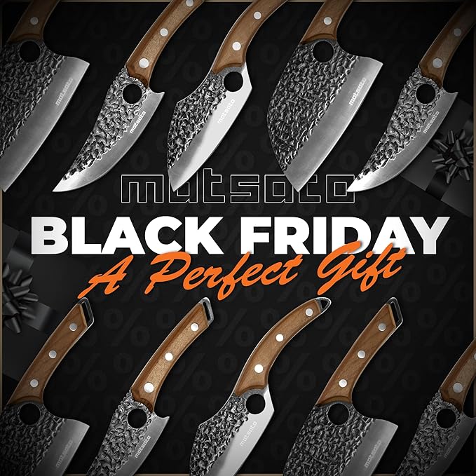 Matsato Cleaver Knife – Japanese Steel Cooking Butcher Knife for Meat & Vegetables Chopping, 5.8 Inch Kitchen Knife, Christmas Kitchen Gift for Men & Women