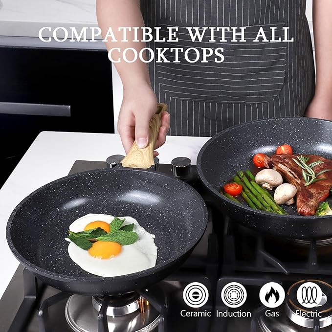 GiPP Ceramic Nonstick Frying Pan - 12 Inch Healthy Non-Toxic Non Stick Skillet Omelette Pans, Induction Compatible Chef Pan, PFAS & PFOA-Free, Dishwasher Safe, Stay Cool Handles