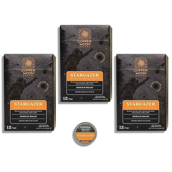 Copper Moon Single Serve Coffee Pods for Keurig K-Cup Brewers, Medium Roast, Stargazer Blend, 36 Count