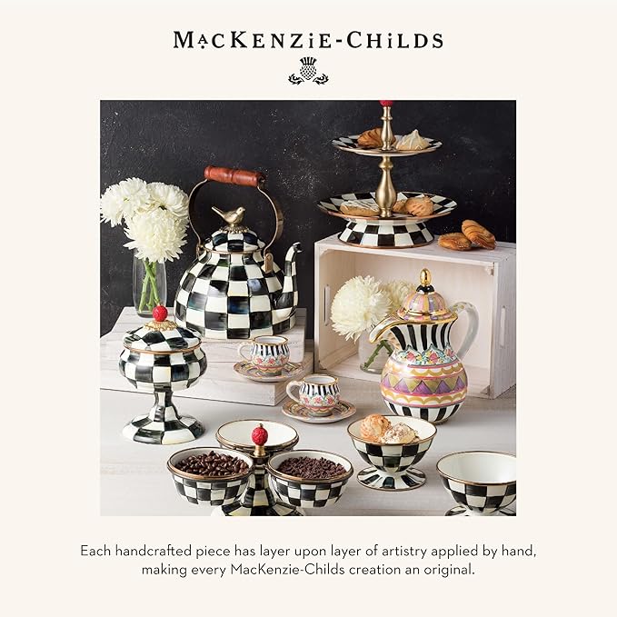 MACKENZIE-CHILDS Enamel Charger Plate, Charger Decoration for Dinner Plates or Home Decor, 12 Inches, Black-and-White Courtly Check, Set of 1