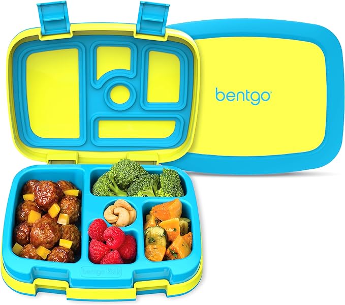 Bentgo Kids Bento-Style 5-Compartment Leak-Proof Lunch Box - Ideal Portion Sizes for Ages 3 to 7 - Durable, Drop-Proof, Dishwasher Safe, PFAS & BPA-Free & Made with Food-Safe Materials (Citrus Yellow)