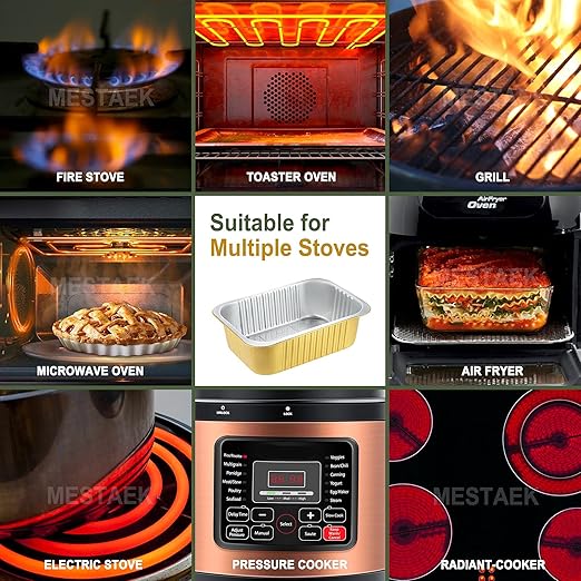 11"x8" Sturdy Foil Pans + Snap-On Lids (5 Pack) | 2X Thicker Heavy Duty Reusable 112oz | Grill Oven Microwavable Pot | 3.3" Deep Disposable Aluminum Tin for Baking, Cooking