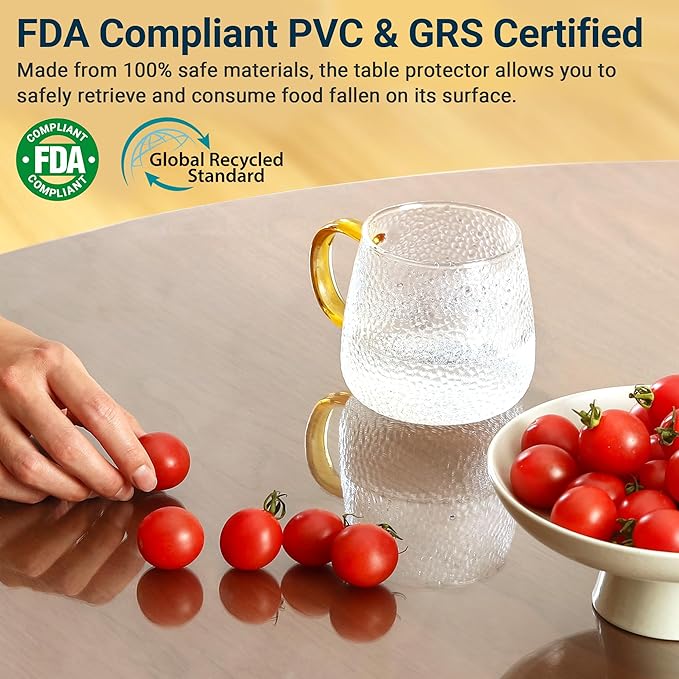 Clear Table Cover Protector Rectangle 16x24 Inch, 1.5mm Transparent Plastic Table Protector Waterproof, Anti-Scratch Clear Desk Mat for Office Desktop Dresser Dining Table, FDA Compliant