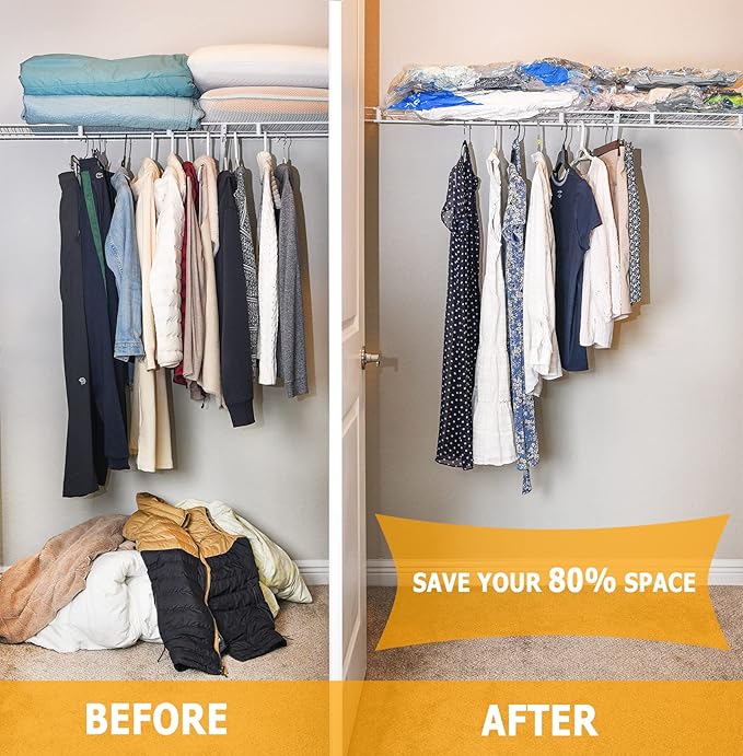 Vacuum Storage Bags 7 Jumbo, Space Saver Sealer Bags,Plastic Packaging Bags,Compression Bags for Clothes, Pillows, Comforters, Blankets, Bedding,No pump included