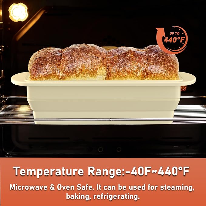 Premium Non-Stick Silicone Bread Loaf Pan with Heavy-Duty Steel Frame,Silicone Baking Mold – Perfect for Pound Cakes, Breads (9"x4"x2.5", Beige, 1 Piece)