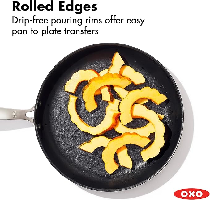 OXO Enhanced 12” Nonstick Frying Pan Skillet, PFAS-Free Ceramic, Oven & Broiler Safe to 600°F, Durable Hard Anodized Cookware, Stainless Steel Handle, Dishwasher Safe, Storm Blue