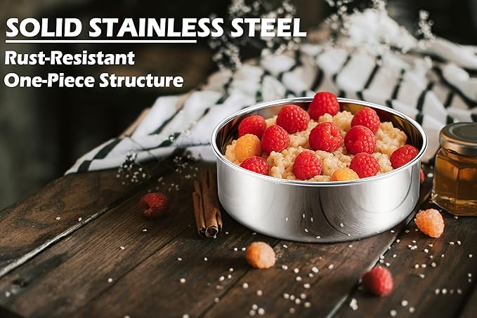 Leonyo 6 Inch Round Cake Pans, 2 Pack Stainless Steel Smash 6Inch Round Cake Pan Tins Set for Baking, Metal Circle Layer Tin for Birthday Wedding Party, Dishwasher Oven Safe