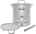 BREWSIE Stainless Steel Home Brew Kettle w/Dual Filtration. Equip with False Bottom Thermometer and Ball Valve for Brewing (10 Gal/ 40 Quart)…